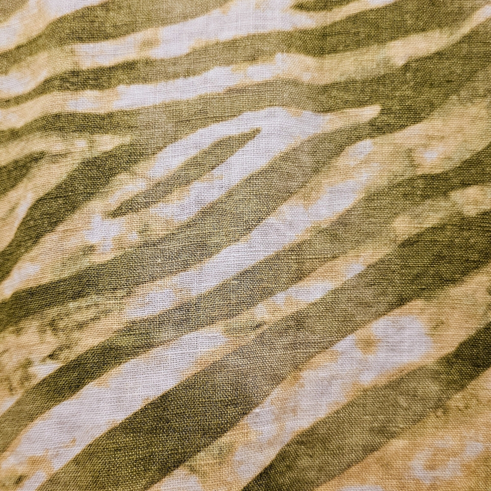 Green Linen Zebra Print Tunic Top Size 16 Coastal Lightweight Boho - Picture 6 of 8